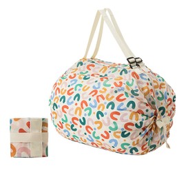 Defrko Reusable Shopping Bags, Foldable Grocery Storage Tote, Waterproof Oxford Cloth Bag for Shop, Large Durable Heavy Duty, Letter U
