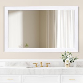 Elitekwell Mirror Frame Border 32FT Bathroom Wood Grain Decorative Tape Trim Sticker (White)