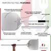 Perforated Pizza Peel 13"W x 16.7"L- Professional Restaurant Grade Large
