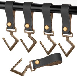 S Shaped Hooks Camping Hanger Hooks Lantern Hooks Outdoor Hanging Leather Hooks Set of 5 (Black)