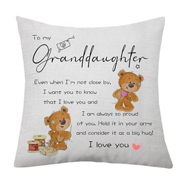 aligarian Granddaughter Gift from Grandma Grandpa for Granddaughter Cushion Cover for Woman Girl Inspirational Gift for Child Throw Pillow Cover Birthday (Granddaughter)