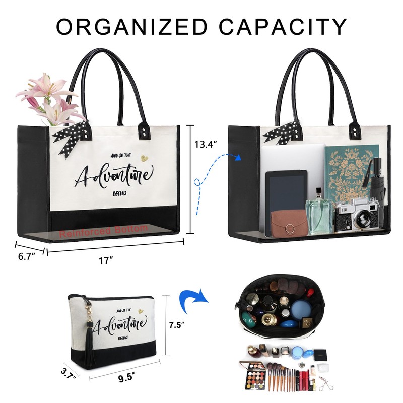 BeeGreen Adventure Canvas Tote Bag for Bride Bridesmaid Gifts Bachelorette