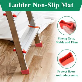 Pack of 4 Rubber Feet for Ladders, Rubber Ladder Feet, Replacement Feet for Ladders, Replacement Ladder Caps Foot Caps, Universal Ladder Foot Covers, Telescopic Ladders Safety Foot Covers, Red