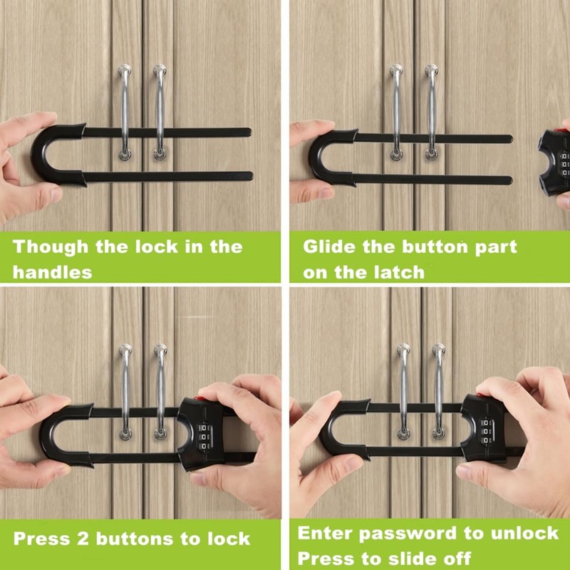4 PACK Baby Safety Sliding Cabinet Door Code Locks Child