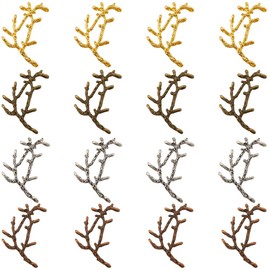 SUNNYCLUE 1 Box 4 Colors 16Pcs Branches Charm Tree Branch Charm Bulk Silver Gold Antique Blanks Metal Leaves Beads Trays Pendants for Jewellery Making Crafts Necklace Diy Supplies Finding Women Adults