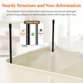 Lifewit 160L Extra Large Laundry Hamper with Lid, Laundry Basket 3 Section with Removable Washing Bags, Divided 3 Compartments Laundry Sorter Organizer for Bedroom Bathroom Laundry Room, White