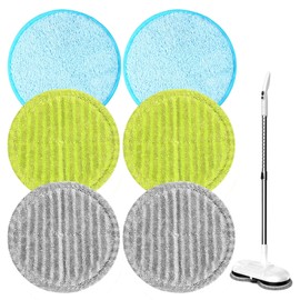6PCS Floating Mop Replacement Pads,Absorbent Mops for Cleaning Floors,Speed Mop Pads,Electric Mop Pads,Washable Spinning Mop Pads for Wet Dry Floor Cleaning Hardwood Laminate Floor(Green+Blue+Gery)