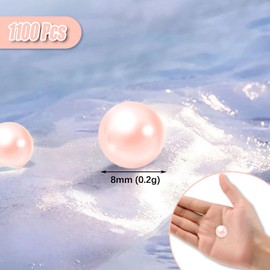 Luerbi 1100PCS Light Pink Pearls Beads for Centerpieces Vases, 8mm Makeup No Hole Beads to Hold Lipstick Eyeliner, Vase Filler Pearl for Table Wedding Party Decor