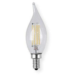 Feit Electric BPCFC25/827/LED/2 Decorative Clear Glass Filament LED Dimmable 25W Equivalent Flame Tip Chandelier Light Bulb (Pack of 2), Soft White