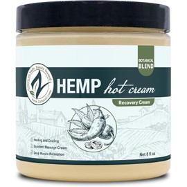 Zatural Hemp Hot Cream Massage Joints and Muscles and Body Wraps Essential Oil Blend, Aloe, Hemp, and More (8oz jar)