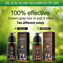 Instant Black Hair Shampoo 420ml - Semi-Permanent Black Hair Dye shampoo for Natural Hair, Lasts 30 Days, Fast Acting Formula for Men & Women (Dark Brown)