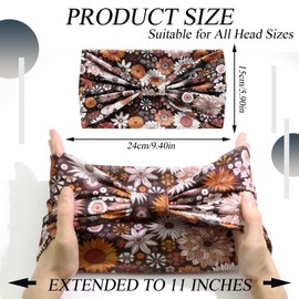 SAWINDA Wide Boho Headbands for Women Floral Print Twist Knot Elastic Non-Slip Womens Head Bands African Style Daily Life Yoga Sports Hair Wraps 4 Pack