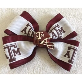 "Handmade" Girls Hair Bow 4" Wide Texas A&M Aggies Burgundy Ribbon Alligator Clip