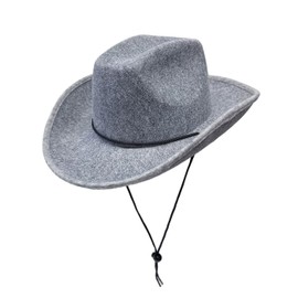 LAURVA Classic Plain Felt Cowboy Hat Cowgirl Hat for Women Men, for Western Country Themed Bachelorette Party, Costume Dress Up Accessories,Vibrant Colors Grey