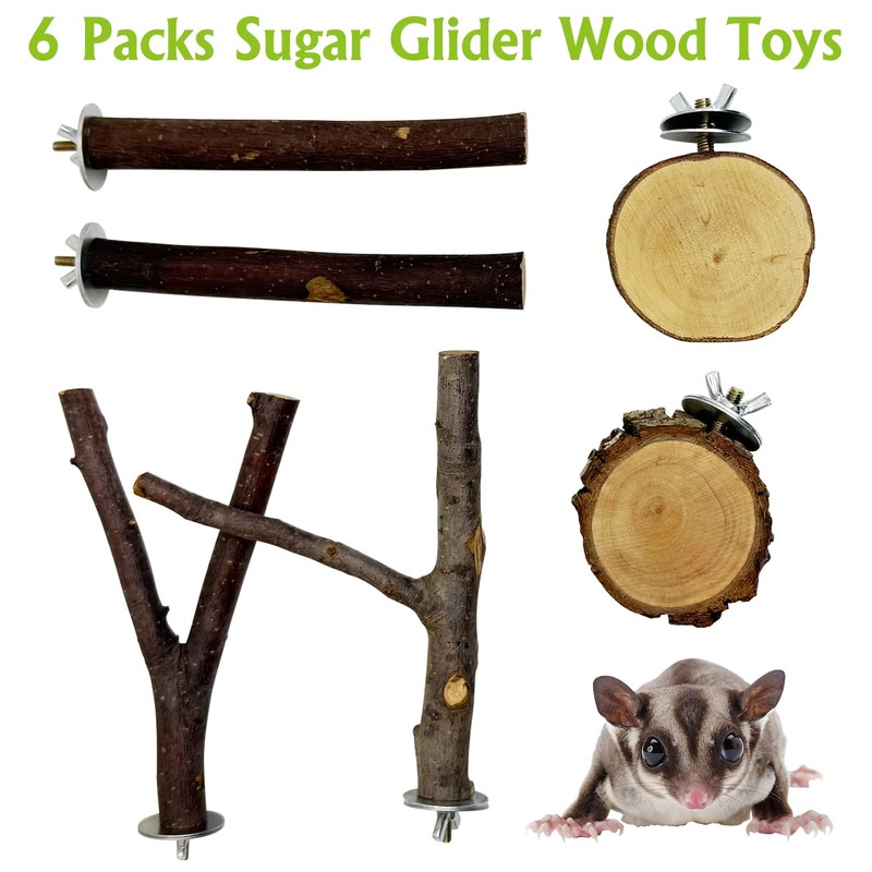 BNOSDM 6 Packs Wood Sugar Glider Toys Wooden Sugar Glider