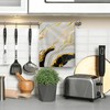 Bapcoku Black Gold Kitchen Dish Towels Set of 2,White Marble