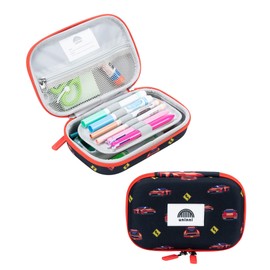 uninni Race Car Pencil Case for Boys - Large Kids Pencil Case with Mesh Storage Pocket & 2 Removable Dividers for Organizing Markers & Pens. Premium Quality Pencil Case for Kids with a durable design