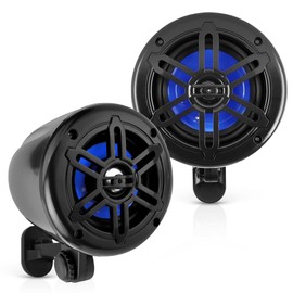 4” Waterproof Off-Road Speakers - 150W 2-Way Marine Woofer Sound System w/ 360° Rotatable Bracket, Full Range Outdoor Audio Stereo Speaker for Motorcycle ATV Jeep Boat, Includes Brackets (Black)