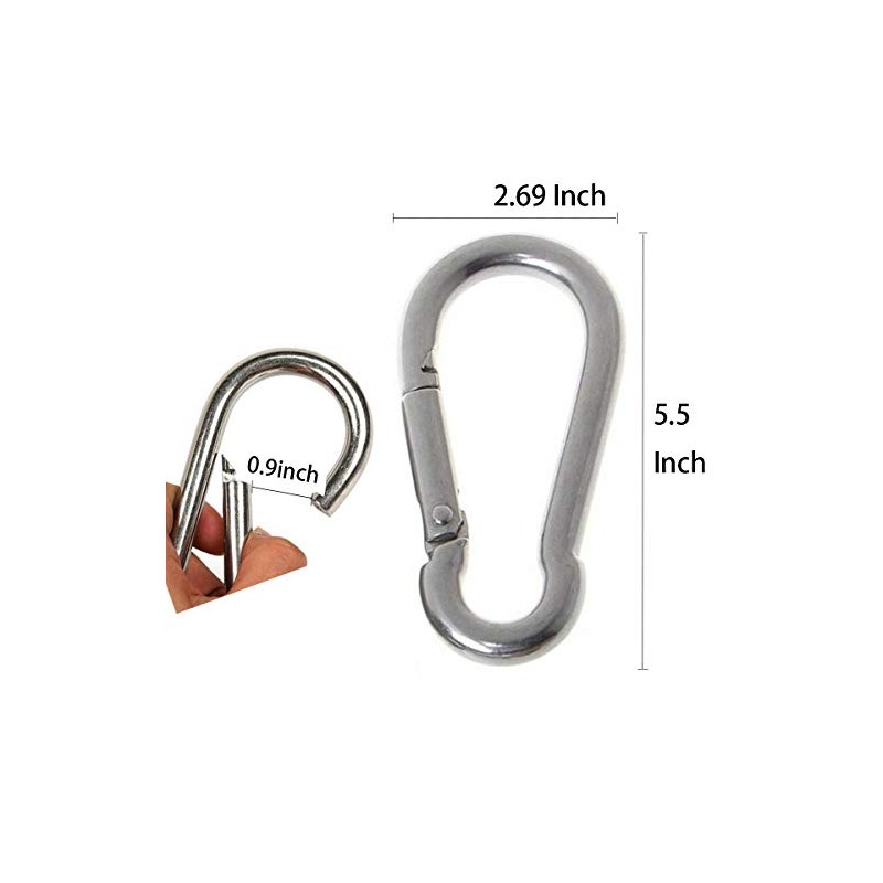 Large Carabiner Clip,5-1/2 Inch Heavy Duty Stainless Steel Spring Snap