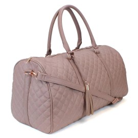 ms lovely Women's Quilted Leather Weekender Travel Duffel Bag Pink - New in packaging