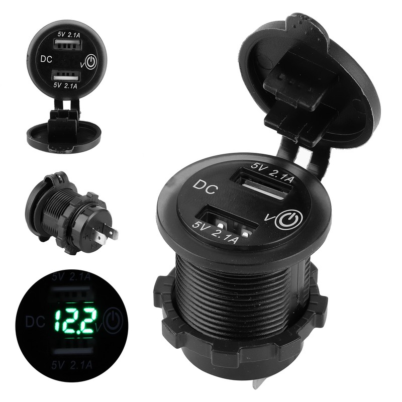Dual USB Car Charger Lighter Socket Car Modification with Voltmeter