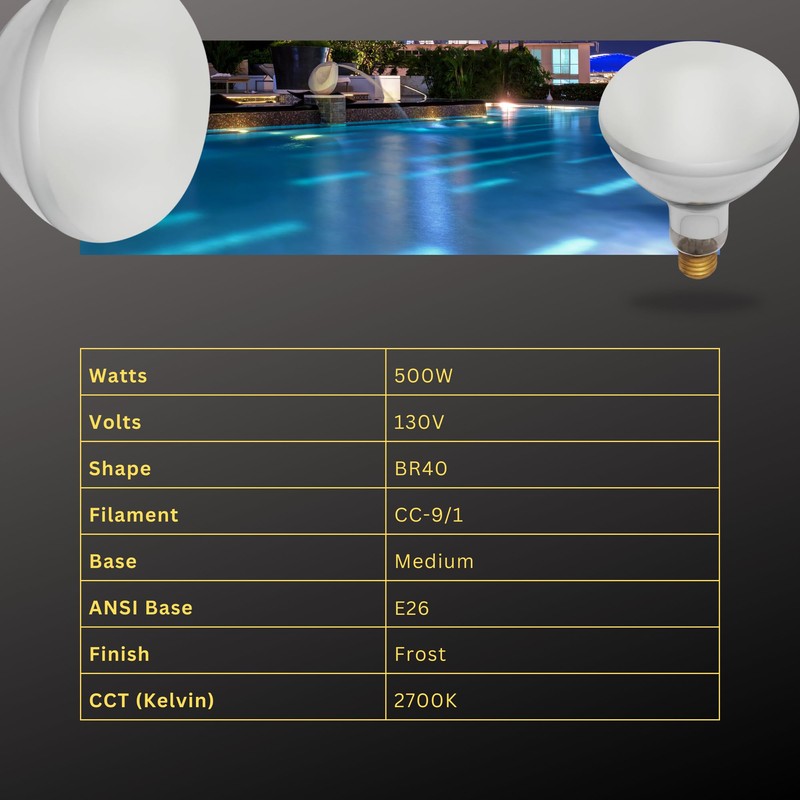 Satco S7007 500BR40 FL 130V E26 500 Watt BR40 Incandescent