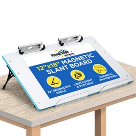 Visual Edge Slant Board for Writing - Adjustable Magnetic Whiteboard & 22° Angle Ergonomic Desk for Reading, Writing, & Drawing for Students, Teachers – Ideal for Posture, Study, & Orientation – Blue