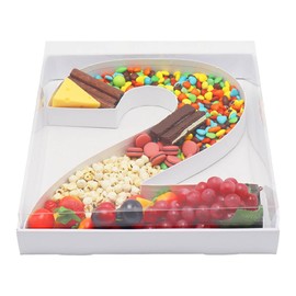 QRQR 15.7Inch Cardboard Charcuterie Board Number Paper Mache Cut Out Food Sweet Container Tray With Clear Cover (number2)