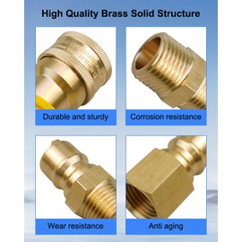 1/2 Inch LP Natural Gas Quick Connect Fittings Kit for Gas Grill Conversion Heating Fireplace System, Solid Brass Quick Connect and Disconnect Plug Set, 1/2" Male NPT Thread x 1/2" Female NPT Thread