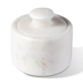 Koville Marble Salt Cellar with Lid 3.5" White, Stone Pepper Container & Spice Jars for Kitchen, Marble Salt and Pepper Holder, Stone Storage Box for Kitchen Counter, Spice Jar(Namib Fantasy White)