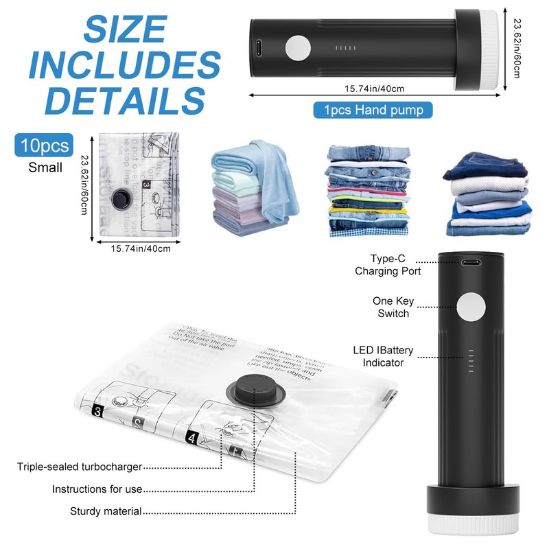 Space Saving Vacuum Storage Bag for Clothes, Travel Vacuum Bag