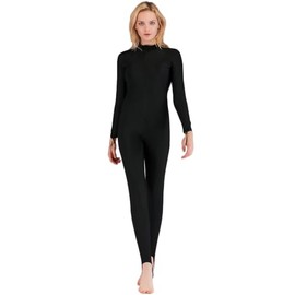 Long Sleeves One Piece Swimsuit for Women with Sun Protection, Long Leg Cover - Black, Medium