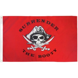 2'x3' Surrender The Booty Flag Jolly Roger Pirate Skull Outdoor Banner 2x3 100D