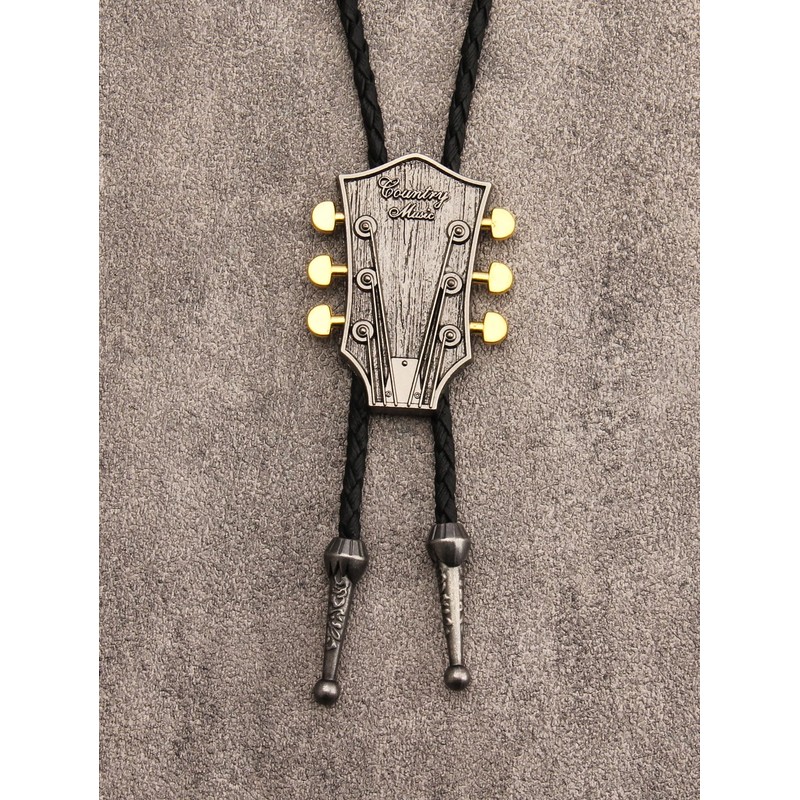 COOLLA Guitar Bolo tie Rodeo Cowboy Leather Necktie Western Bolo