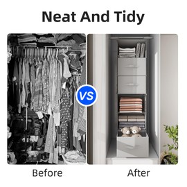 Twira 6-Shelf Hanging Closet Organizer, 2 Separable 3-Shelf Hanging Shelves, Hanging Storage with 3 Removable Drawers 4 Side Pockets, Storage Organizer for Closet, Nursery (Light Grey)