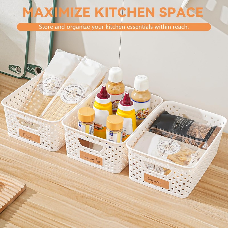 12 Pack Plastic Storage Baskets for Organizing, Storage Baskets for