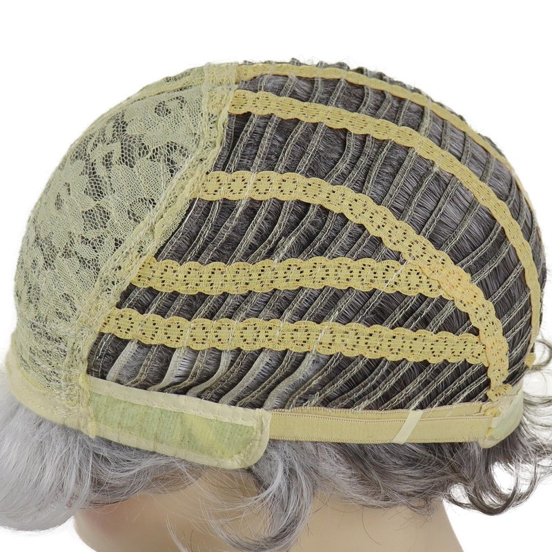 GNIMEGIL Short Grey Elderly Wigs Curly Wigs for White Women