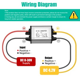 Xdingjiala 12V to 4.2V DC Converter 24V to 4.2V Voltage Converter IP67 Waterproof 8-30V to 4.2V 3A 12.6W Buck Converter for Robotics, Motor, Automotive, LED