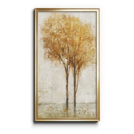Renditions Gallery Falling Leaves II Home Décor 12"x24" inches Gold Framed Tree Wall Art Forest Oil Painting Canvas Prints for Bedroom, Living Room Wall Decoration
