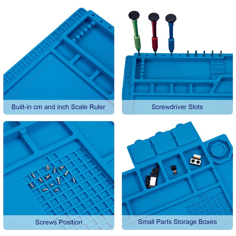 Premium Heat Resistant 932°F Blue Magnetic Repair Work Mat Large