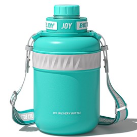 BOTTLE JOY Stainless-Steel Water Bottle: Leakproof Lid, Perfect Sip, Double Insulated, Eco-Friendly, Dishwasher Safe & Stylish Strap (Ocean, 48 oz)