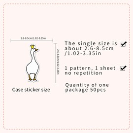 50 Pcs Big White Goose Graffiti Stickers for Water Bottles,Guitar,Bicycle,Laptop,Skateboard,Computer,Animal Goose Cute Style Stickers Waterproof Vinyl,Scrawl Decoration for Girls Boys Children Teens