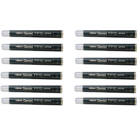 PENTEL FP10 Pack of 12 Sets of 4 Black Cartridges for PENTEL Brush Pen GFKP