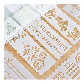 Stencil Sheets Set of 32 Alphabet Numbers Templates Many Types Letter Animal Flower Architecture Car Notebook Template Stencil Plate Drafting Stencil Drawing Stencil Plate Message Journal Card DIY