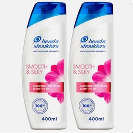 Head & Shoulders Anti-Dandruff Smooth & Silky Shampoo 400mL Pack of 2 - Helps Prevent Dandruff and Itchiness on the Scalp - Haircare Comfort