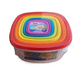 Square Food Storage Containers, 14-Piece Set, BPA Free, Airtight Lids, Dishwasher Safe