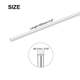 sourcing map 3/16 Inch x 13.8 Inch 304 Stainless Steel Solid Round Rods Metal Lathe Bar Stock for DIY Craft 2 Pcs