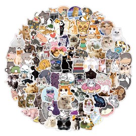 Cute Cat Stickers for Laptop (Pack of 100), Gift for Children, Teenagers, Adults, Boys, Waterproof Cartoon Cat/Cat Stickers for Skateboard, Vinyl Stickers for Car, Motorcycle, Bicycle