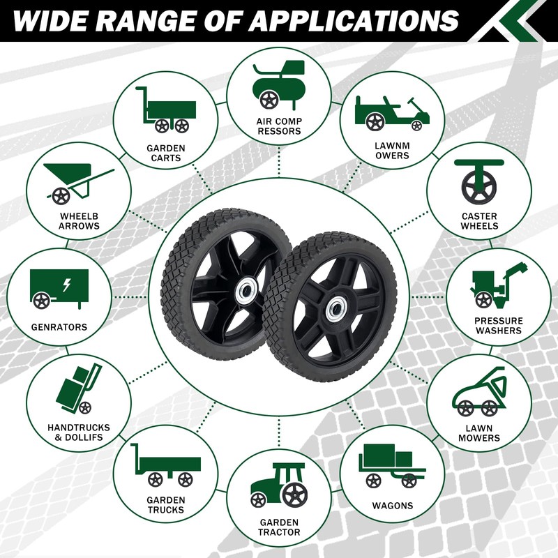CheeMuii 4 Pcs 7 Inch Lawn Mower Wheels 4 Pack