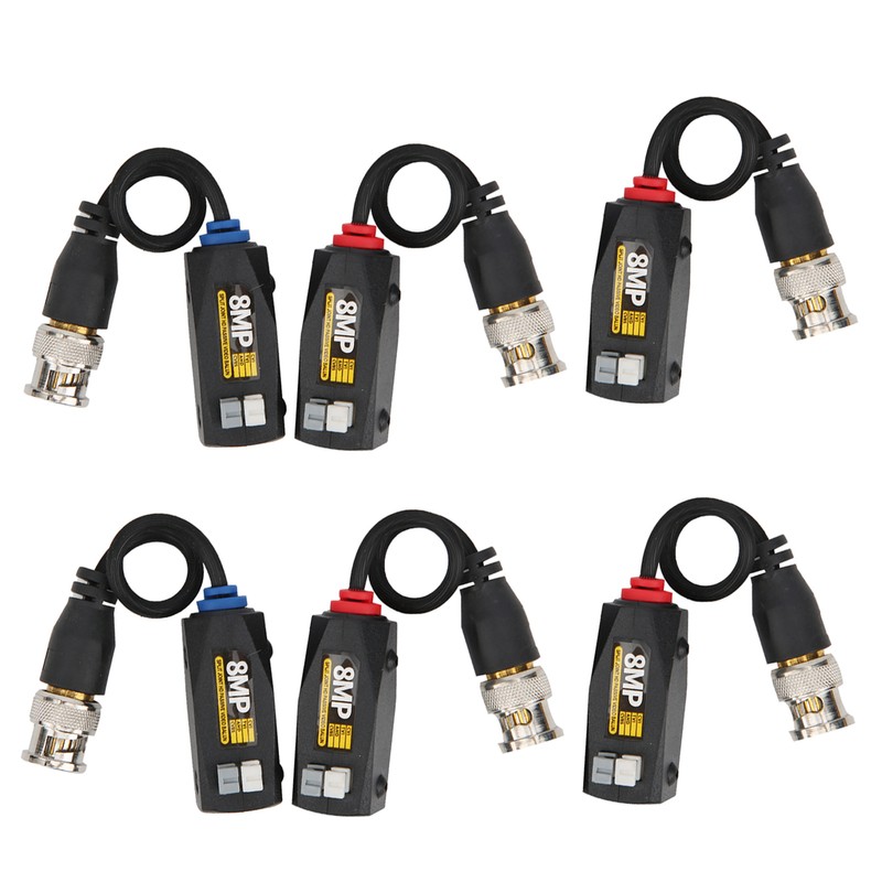 6Pcs Video Power Balun 8MP Anti Thunder Transmitter for CVI/TVI/AHD/CVBS